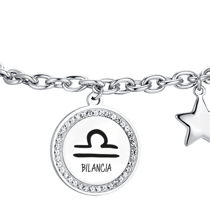 BRACCIALE DONNA IN ACCIAIO SEGNO ZODIACALE BILANCIA PIASTRA