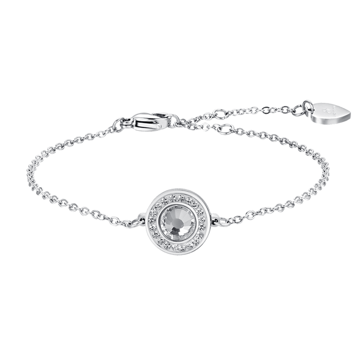 WOMEN'S BRACELET IN STEEL WITH WHITE CRYSTAL ELEMENT AND WHITE CRYSTALS