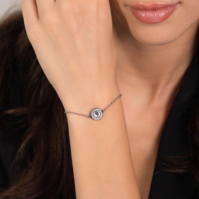 WOMEN'S BRACELET IN STEEL WITH WHITE CRYSTAL ELEMENT AND WHITE CRYSTALS