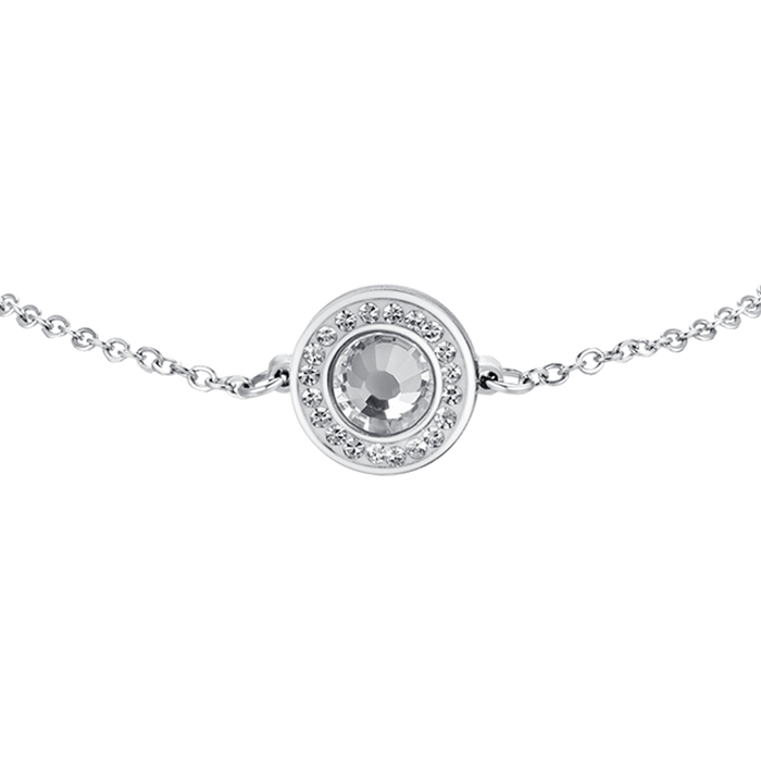 WOMEN'S BRACELET IN STEEL WITH WHITE CRYSTAL ELEMENT AND WHITE CRYSTALS