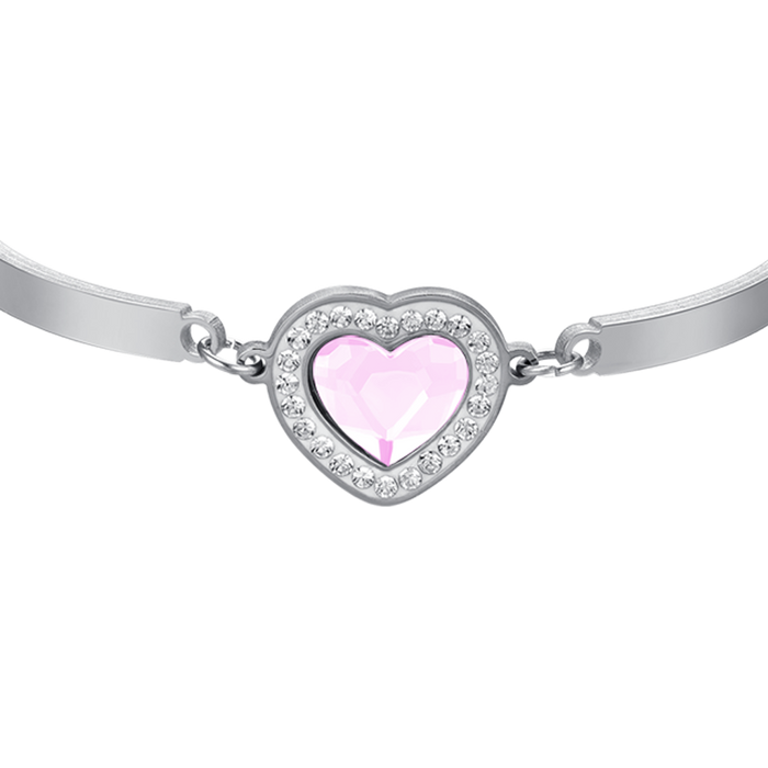 WOMEN'S BRACELET IN STEEL HEART PINK CRYSTAL AND WHITE CRYSTALS