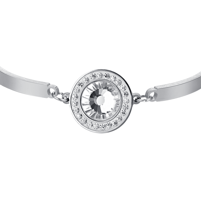 WOMEN'S BRACELET IN STEEL WITH WHITE CRYSTAL ELEMENT AND WHITE CRYSTALS