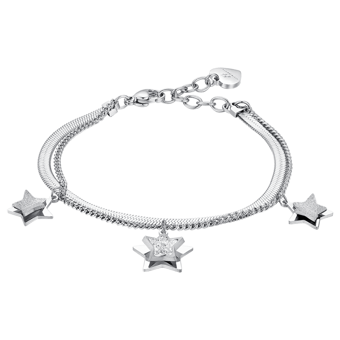 WOMEN'S BRACELET IN STEEL STARS WITH WHITE CRYSTALS
