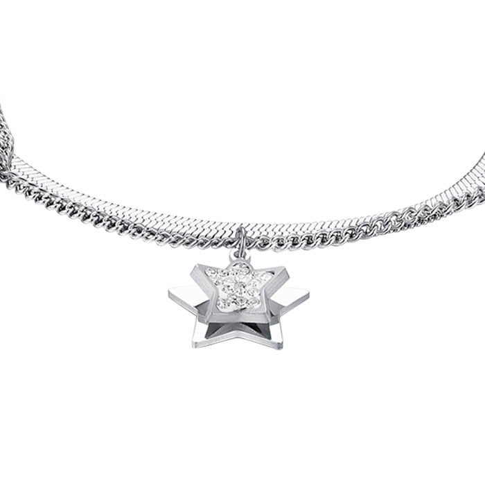 WOMEN'S BRACELET IN STEEL STARS WITH WHITE CRYSTALS