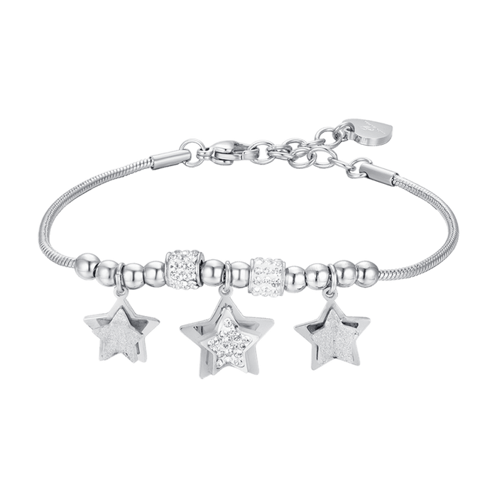 WOMEN'S BRACELET IN STEEL STARS WITH WHITE CRYSTALS