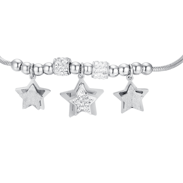 WOMEN'S BRACELET IN STEEL STARS WITH WHITE CRYSTALS