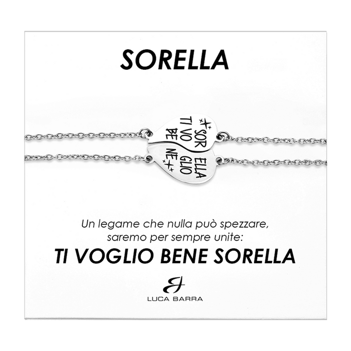 BRACELETS EN ACIER POUR FEMMES DEMI-CŒUR SŒUR, JE T'AIME