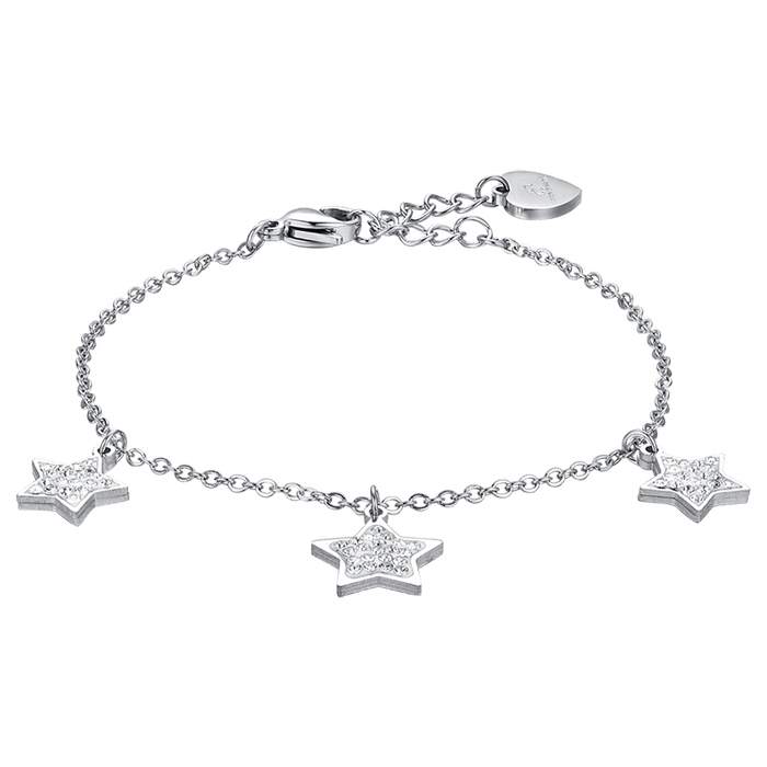 WOMEN'S BRACELET IN STEEL STARS WITH WHITE CRYSTALS