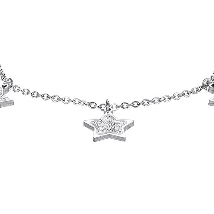 WOMEN'S BRACELET IN STEEL STARS WITH WHITE CRYSTALS