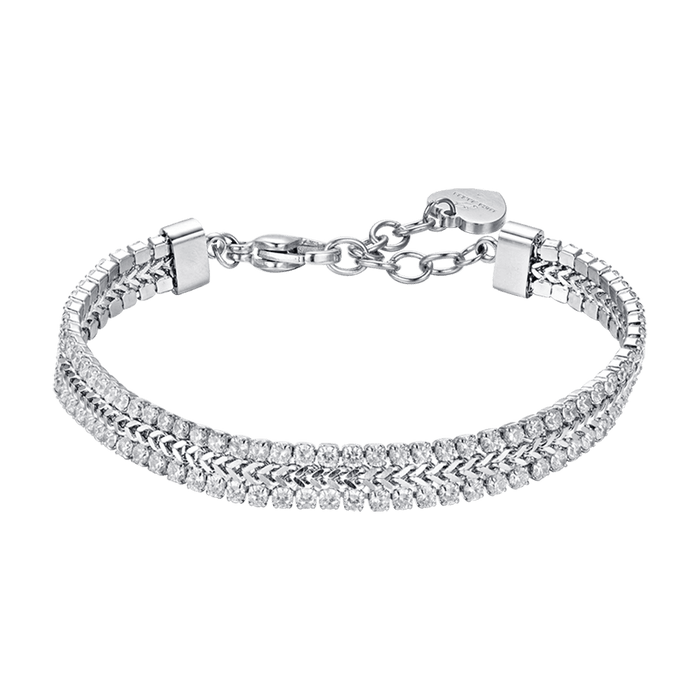 WOMEN'S TENNIS BRACELET IN STEEL WITH WHITE CRYSTALS