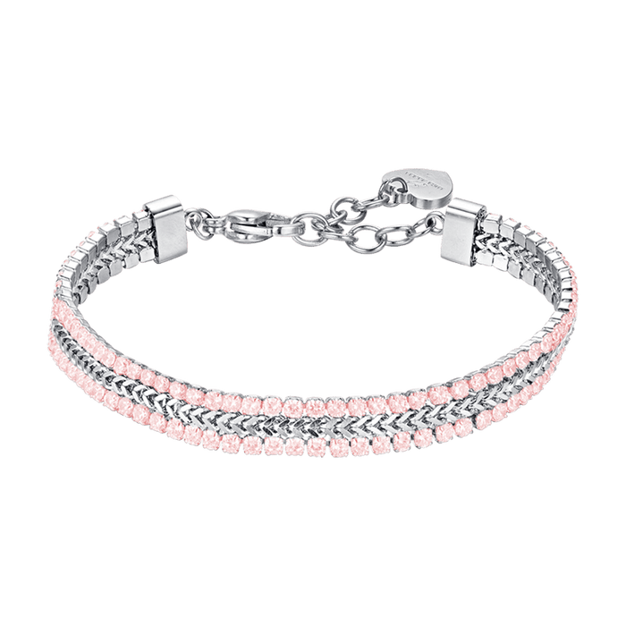 WOMEN'S TENNIS BRACELET IN STEEL WITH PINK CRYSTALS