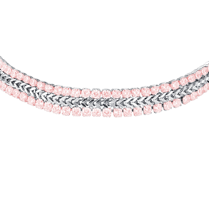 WOMEN'S TENNIS BRACELET IN STEEL WITH PINK CRYSTALS