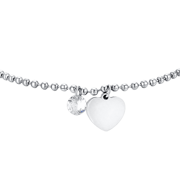 WOMEN'S STEEL BRACELET WITH HEART AND WHITE ZIRCON