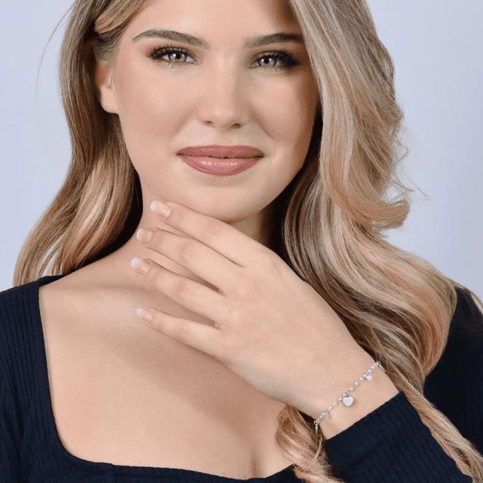 WOMEN'S BRACELET IN STEEL WITH PEARLS AND HEARTS