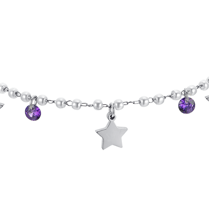 WOMEN'S BRACELET IN STEEL WITH PEARLS AND STARS