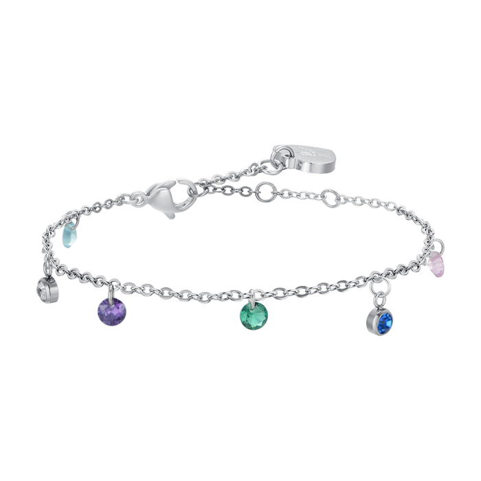 BRACELET FEMME EN ACIER AVEC CRISTAUX MULTICOLORES