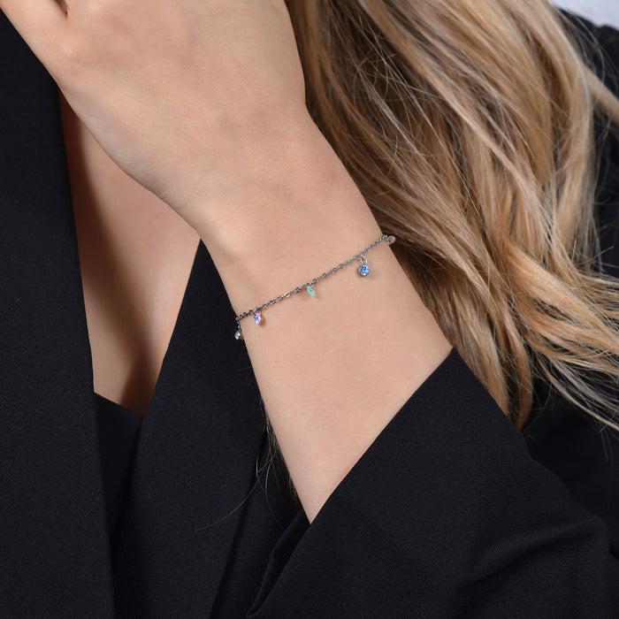 BRACELET FEMME EN ACIER AVEC CRISTAUX MULTICOLORES