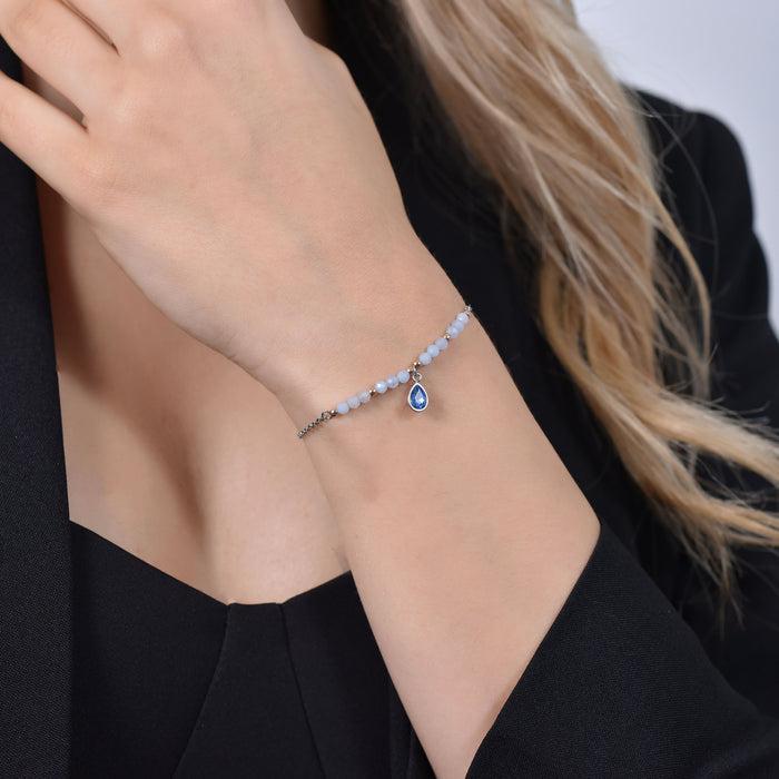 WOMEN'S BRACELET IN STEEL WITH BLUE AGATE