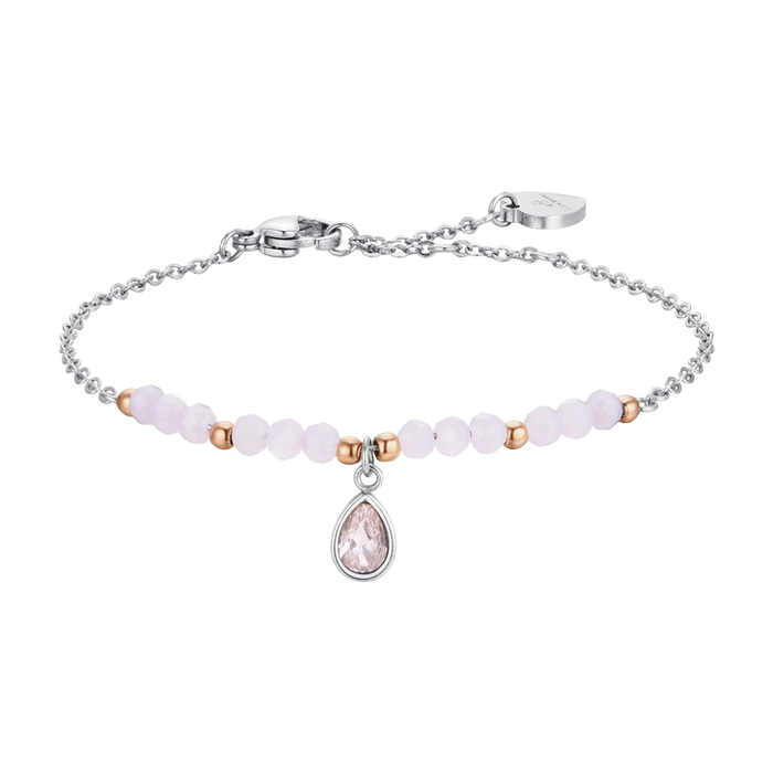 WOMEN'S BRACELET IN STEEL WITH PINK AGATE