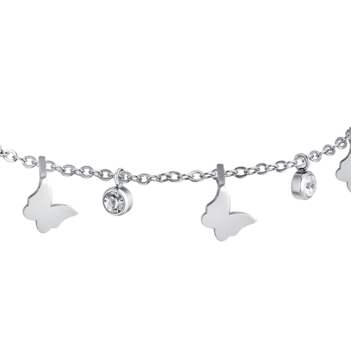 WOMEN'S BRACELET IN STEEL WITH BUTTERFLIES AND CRYSTALS