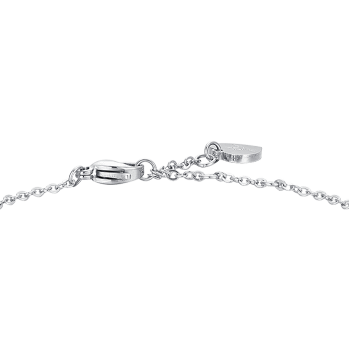 WOMEN'S STEEL BRACELET WITH PEARLS AND FOUR-LEAF CLOVER