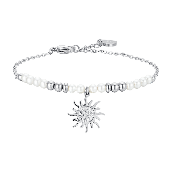 WOMEN'S STEEL BRACELET WITH PEARLS AND SUN
