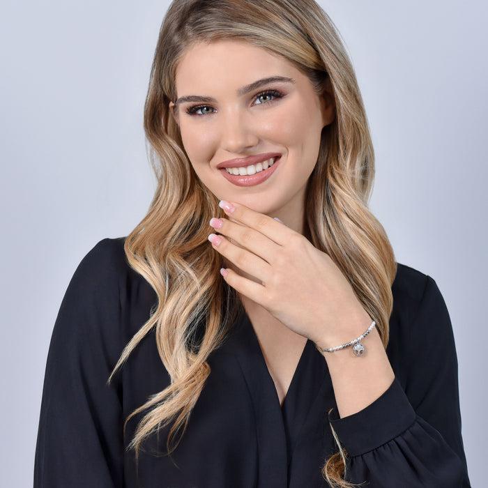 WOMEN'S STEEL BRACELET WITH PEARLS AND LADYBUG