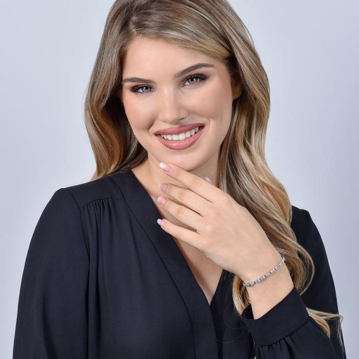 WOMEN'S TENNIS BRACELET WHITE BAGUETTE ZIRCONIA