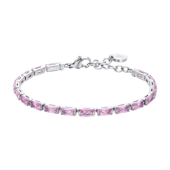 WOMEN'S TENNIS BRACELET WITH PINK BAGUETTE ZIRCONIA