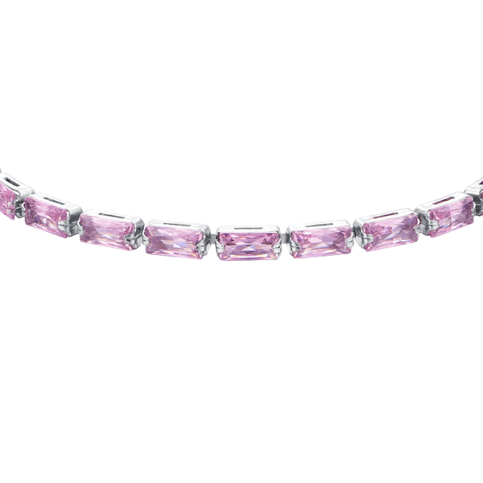 WOMEN'S TENNIS BRACELET WITH PINK BAGUETTE ZIRCONIA