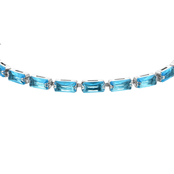 BRACCIALE TENNIS DONNA ZIRCONI BAGUETTE ACQUAMARINA