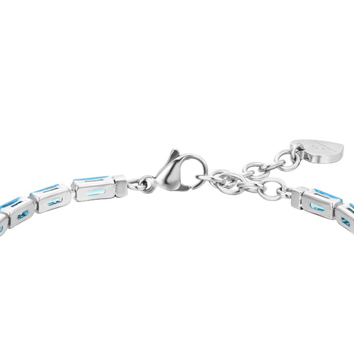 BRACCIALE TENNIS DONNA ZIRCONI BAGUETTE ACQUAMARINA