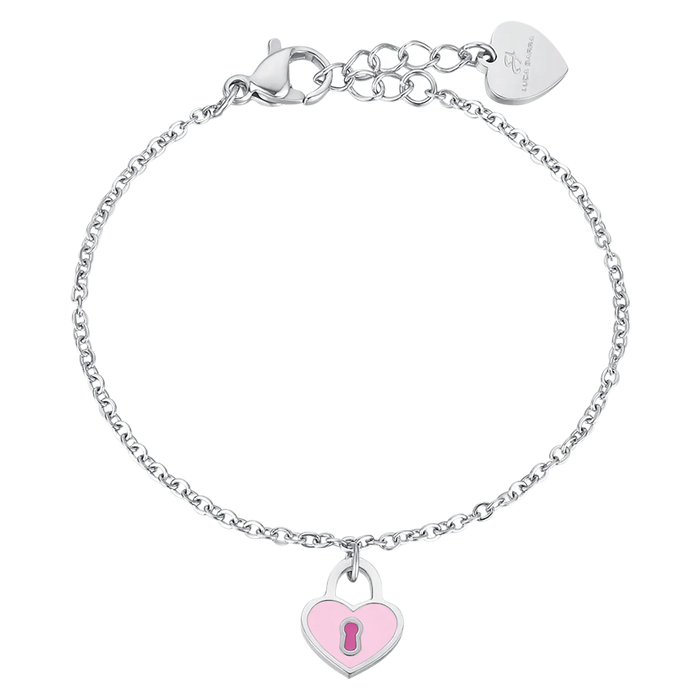 BRACCIALE BAMBINA IN ACCIAIO CON CUORE LUCCHETTO