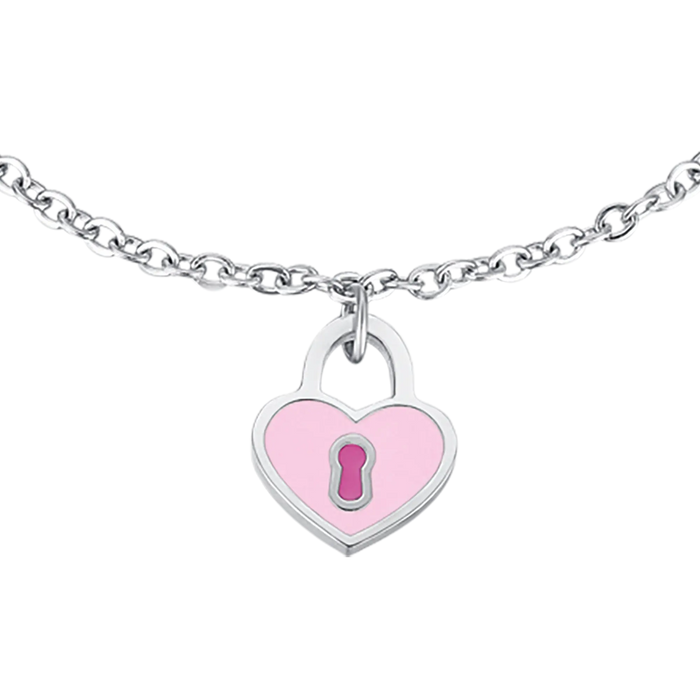 BRACCIALE BAMBINA IN ACCIAIO CON CUORE LUCCHETTO