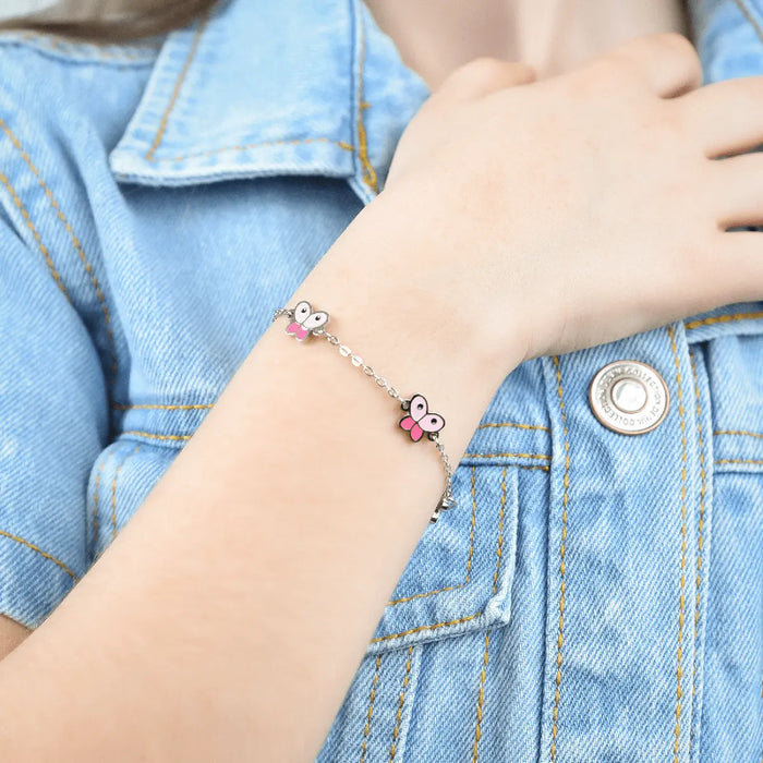 GIRL'S STEEL BRACELET WITH BUTTERFLIES