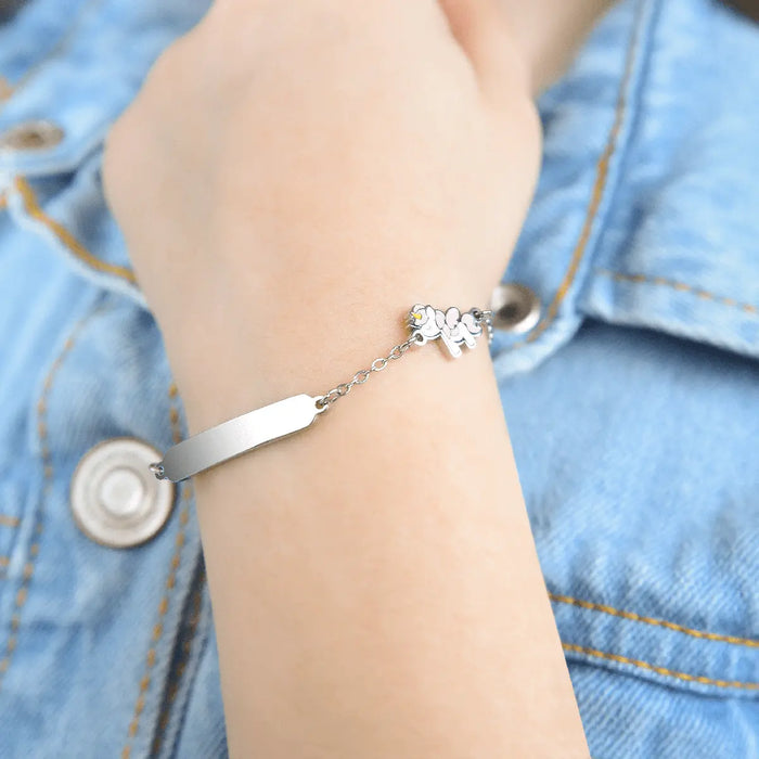 BRACCIALE BAMBINA IN ACCIAIO CON UNICORNO