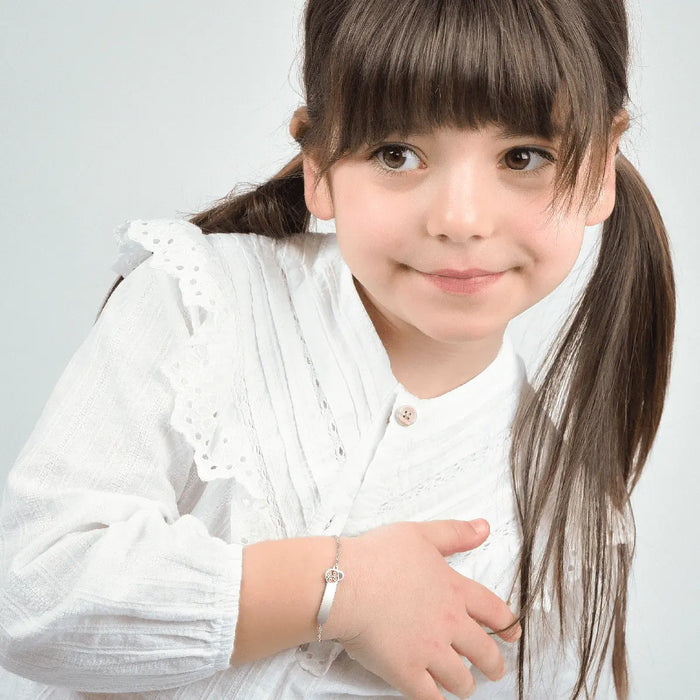 BRACCIALE BAMBINA PERSONALIZZABILE IN ACCIAIO CON COCCINELLA