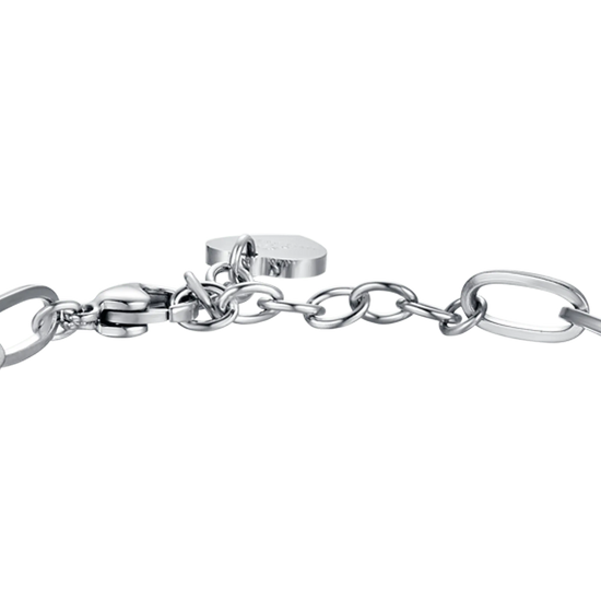 BRACELET FEMME EN ACIER AVEC CERCLE COEUR ET CRISTAUX BLANCS