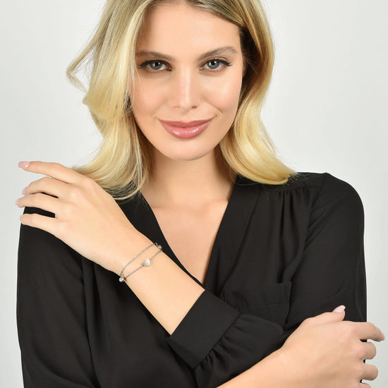WOMEN'S STEEL BRACELET WITH HEART AND WHITE CRYSTAL
