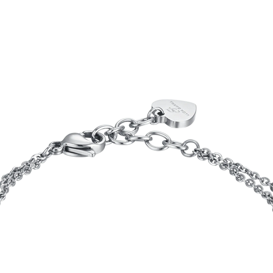 WOMEN'S STEEL BRACELET WITH HEART AND WHITE CRYSTAL