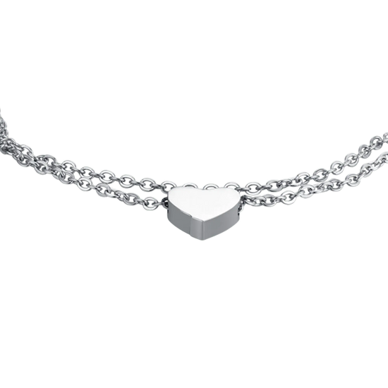 WOMEN'S STEEL BRACELET WITH HEART AND WHITE CRYSTAL