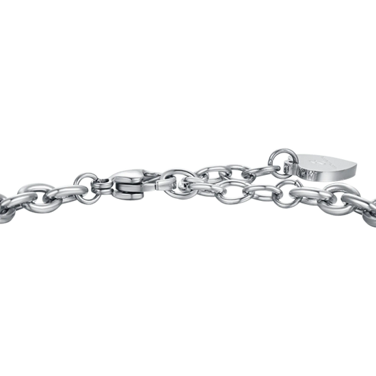 WOMEN'S STEEL BRACELET WITH HEARTS AND WHITE CRYSTALS
