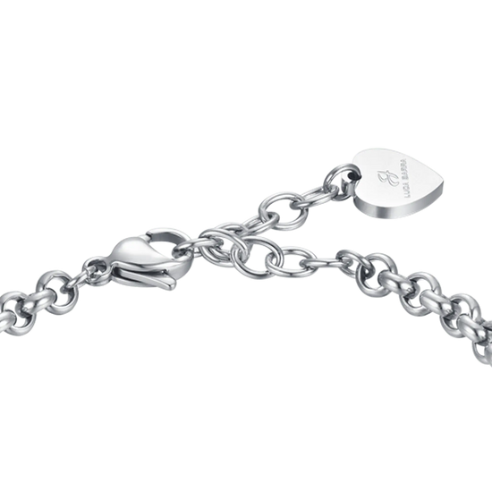 WOMEN'S STEEL BRACELET WITH OPENWORK HEARTS AND WHITE CRYSTALS