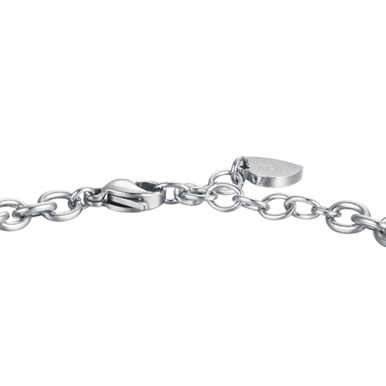 WOMEN'S STEEL BRACELET WITH BUTTERFLIES AND WHITE CRYSTALS
