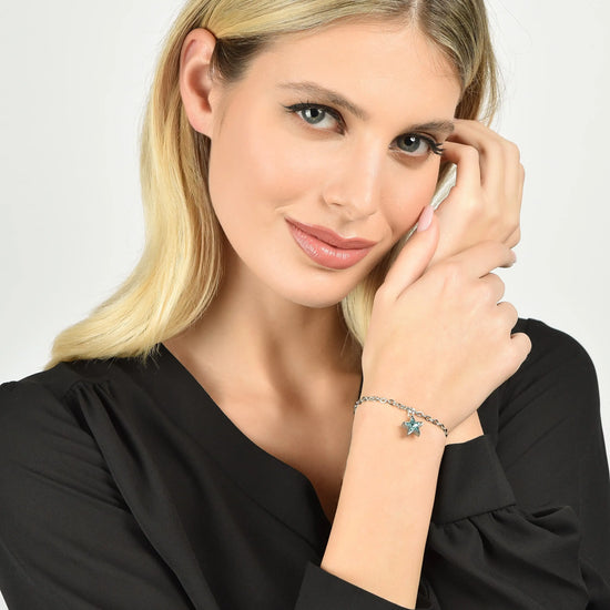 BRACCIALE DONNA IN ACCIAIO CON STELLA PUNTO LUCE AZZURRO