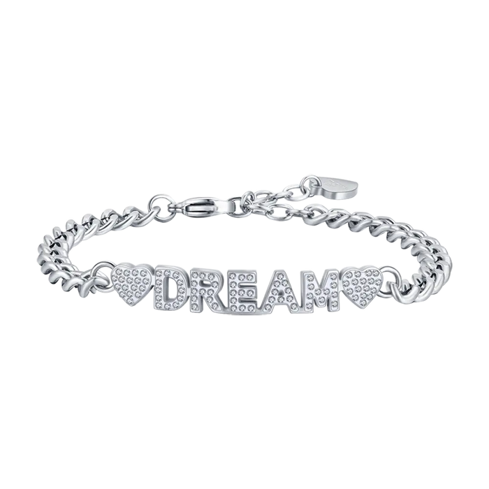 WOMEN'S DREAM STEEL BRACELET WITH WHITE CRYSTALS