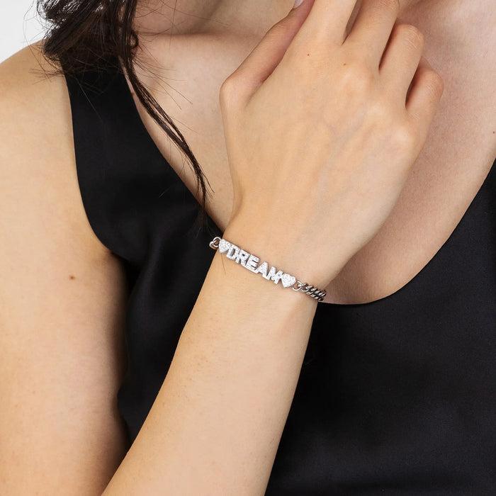 WOMEN'S DREAM STEEL BRACELET WITH WHITE CRYSTALS