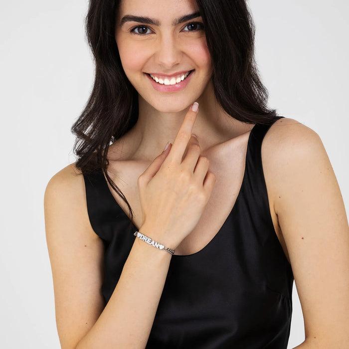 WOMEN'S DREAM STEEL BRACELET WITH WHITE CRYSTALS