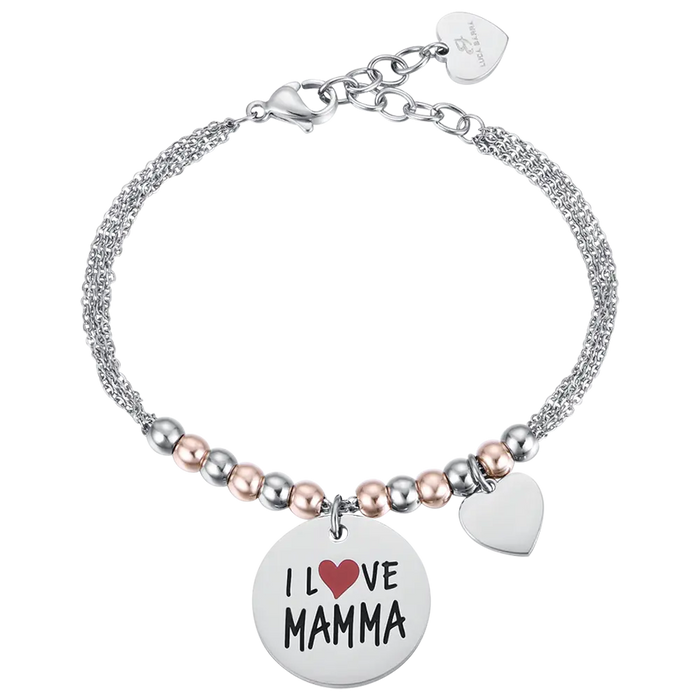 WOMEN'S STEEL BRACELET I LOVE MOM PINK BALLS