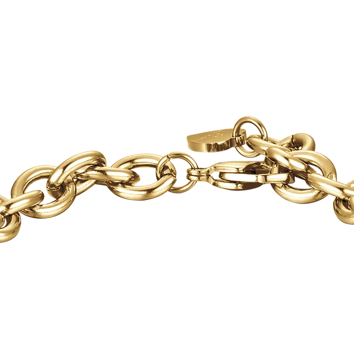 WOMEN'S BRACELET IN IP GOLD STEEL WITH KEY AND HEART PADLOCK